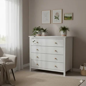 Vida Designs Riano 4-Drawer Chest - White Bedroom Dresser With Metal Handles Anti Bowing Support 603894 - View #5