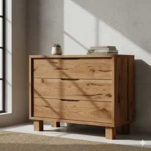 Eco-friendly modern chest of drawers crafted from reclaimed solid timber with a natural matte finish.