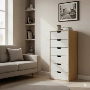 Space-saving slim tallboy chest of drawers under £100, ideal for small UK flats.