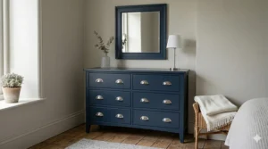 Large 6-drawer wide Shaker chest of drawers providing ample storage for a family home.