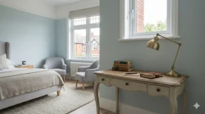 Close-up of deep drawers in a master bedroom chest, showcasing ample storage space for folded linens and clothing.
