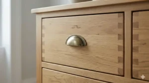 Open drawers of a grey 8 drawer chest showing organised clothes and folded linens, highlighting the internal storage capacity and organisation.