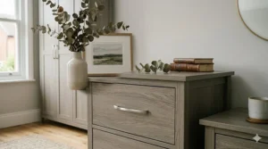 Wide six-drawer chest of drawers with smooth metal runners, part of a matching bedroom furniture collection.