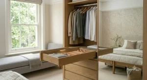 A collection of sustainably sourced, renewable cedar inserts representing an eco-friendly approach to wardrobe maintenance.