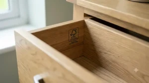 Wiping down the durable, protective finish of a solid wood chest of drawers to keep the timber looking pristine.