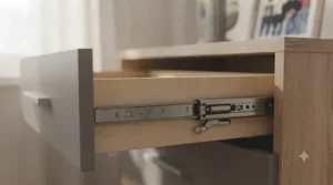Close-up view of the premium soft-close drawer mechanism, highlighting ease of use and long-term durability.