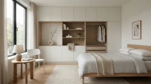 Affordable sliding wardrobe for small flat offering smart storage solutions on a budget.